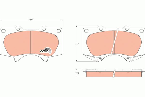 Колодки передние TOYOTA LAND CRUISER 120, PRADO 150, MITSUBISHI PAJERO IV GDB336 GDB3364 TRW