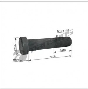 Шпилька колеса DAF заднего (М18х1.5х78) с шлицами MANSONS 200.224 MANSONS