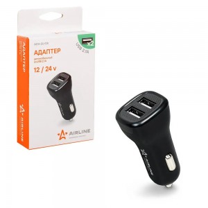 Адаптер автомобильный 2хUSB 1А+2.1А в прикуриватель 12/24В ACH-2U-04 ACH-2U-04 AIRLINE