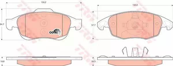 Колодки передние CITROEN BERLINGO II, PEUGEOT PARTNER TEPEE GDB1690 GDB1690 TRW