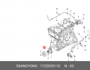 Шкив SSANGYONG Actyon (12-) (G20D) насоса водяного OE 1722020110 SSANG YONG