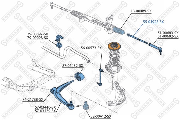 тяга рулевая!\ Opel Vectra all 02> 55-01923-SX STELLOX