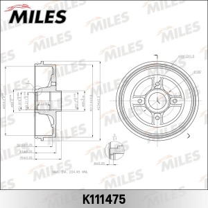 Барабан тормозной (d203mm) RENAULT LOGAN/CLIO/MEGANE (TRW DB4214) K111475 K111475 MILES