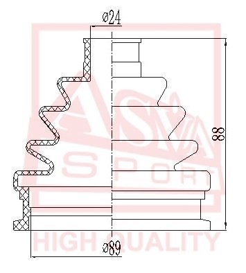 ПЫЛЬНИК ШРУС O/B (24x91x88)КОМ [12] ASBT170 ASBT-170 ASVA