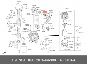 Датчик массового расхода воздуха HYUNDAI EX6,8 (15-) дв.D4CC OE 281644A900 HYUNDAI KIA