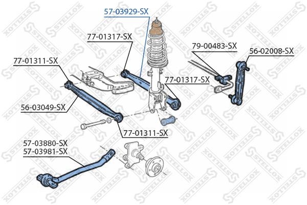 рычаг задней подвески поперечный задний!\ Alfa Romeo 147 01>/156 all 97> 5703929SX STELLOX