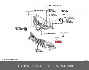 5312433070 молдинг решетки радиатора боковой левый!\ Toyota 53124-33070 TOYOTA