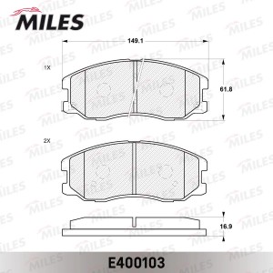 Колодки тормозные передние (без датчика) (Смесь Low-Metallic) CHEVROLET CAPTIVA/ E400103 MILES
