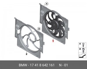 вентилятор охлаждения! с кожухом\ BMW F10/F11 11-17 17418642161 BMW