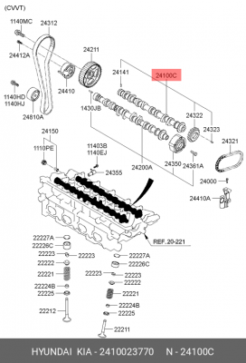 Распредвал двигателя 24100-23770 2410023770 HYUNDAI KIA