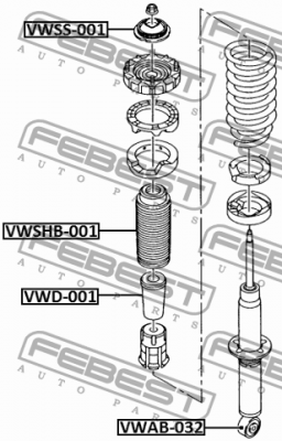 отбойник амортизатора переднего!\ Audi Q7 3.0TDi-6.0TDi 06>, VW Touareg 2.5 03-1 VWD-001 FEBEST