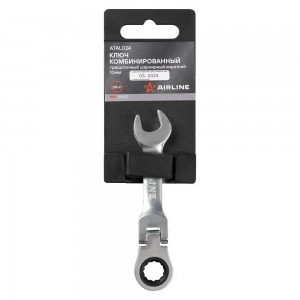 Ключ комбинированный трещоточный шарнирный короткий 10мм PRO пласт.подвес (ATAL0 ATAL024 AIRLINE
