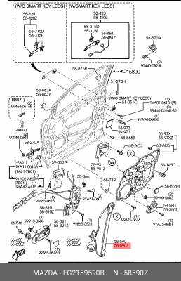 МЕХАНИЗМ СТЕКЛОПОДЪЕМНИКА MAZDA EG21-59-590B MAZDA