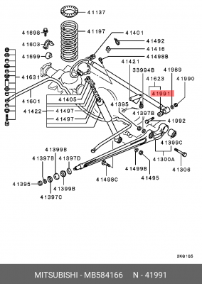 Сайлентблок MITSUBISHI Pajero (08-15) тяги задней поперечной ОЕ MB584166 MITSUBISHI