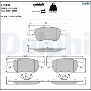 LP2152 колодки дисковые п.\ RenaultMegane Sedan/Coupe 08> LP2152 DELPHI