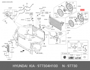 Вентилятор HYUNDAI Starex H-1 (08-) (2.4) радиатора кондиционера в сборе OE 977304H100 HYUNDAI KIA