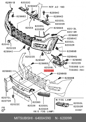 кронштейн бампера !переднего правый\ Mitsubishi L200 05-14/Pajero/Montero Sport  6400A590 MITSUBISHI