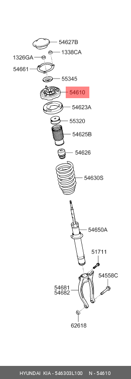 Опора амортизатора HYUNDAI Azera (05-),Grandeur (06-) переднего OE 546303L100 HYUNDAI KIA