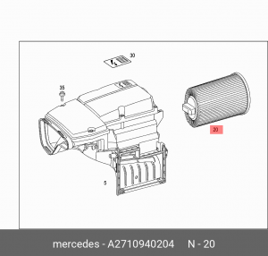 Фильтр воздушный MERCEDES C (W203,W204,W211) OE A2710940204 MERCEDES BENZ