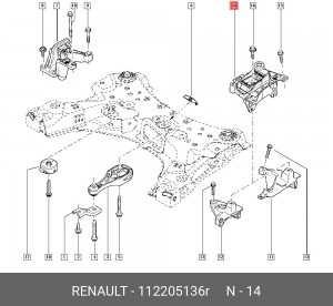 подушка ДВС левая!\ Renault Megane III 1.5-1.9DCi/1.6-2.0 16V 08> 112205136R RENAULT