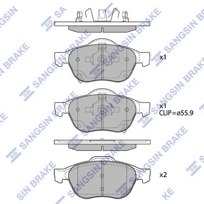 Колодки тормозные передние SANGSIN SP1574 SANGSIN
