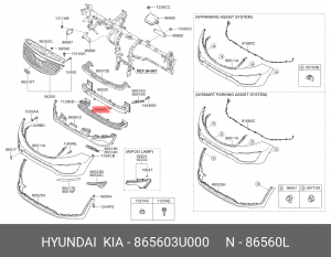 Решетка бампера KIA SPORTAGE 10- переднего (SLOVAKIA) 865603U000 MOBIS