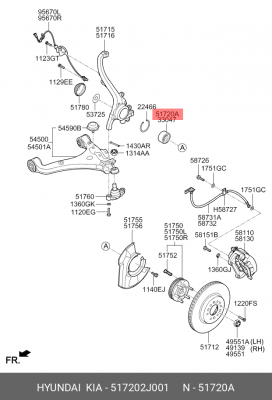 Подшипник задней ступицы Hyundai ix35, KIA Sportage 4WD 10> 517202J001 HYUNDAI KIA