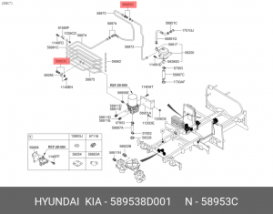 Штуцер трубки системы охлаждения Hyundai Universe 589538D001 HYUNDAI KIA