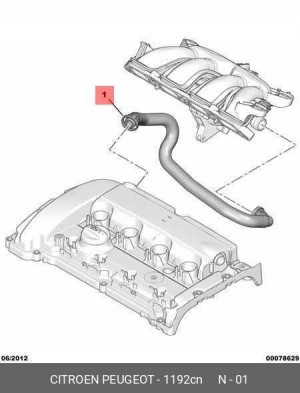 патрубок вентиляции картерных газов!\ Citroen C4/C5, Peugeot 207/208/308 1192 CN CITROEN PEUGEOT