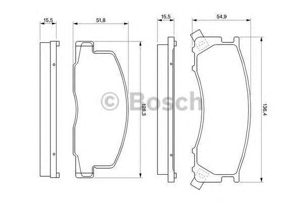 Колодки тормозные TOYOTA Lite,Townace,Estima,Previa (90-00) передние (4шт.) BOSC 0 986 424 183 BOSCH