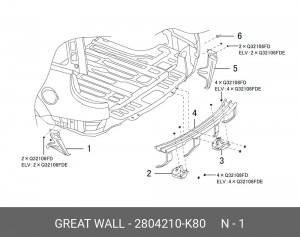 2804210K80 (ОПТ) Кронштейн заднего бампера левый 2804210K80 HAVAL