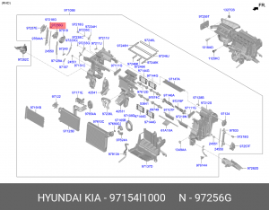 ПРИВОД ЗАСЛОНКИ ОТОПИТЕЛЯ САЛОНА, 20ВТ 97154L1000 HYUNDAI KIA