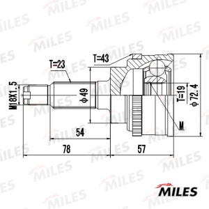 ШРУС наружный SUZUKI IGNIS 1.3 00-03 (с ABS) (GSP 857039) GA20434 GA20434 MILES