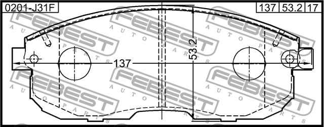 Колодки тормозные дисковые 0201-J31F 0201-J31F FEBEST