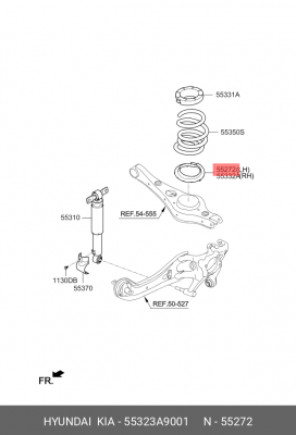 Прокладка пружины задней левой нижняя 55323-A9001 55323A9001 HYUNDAI KIA