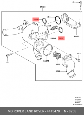 прокладка термостата!\ Land Rover Range Rover 4.4/4.2 02-09 4413478 LAND ROVER