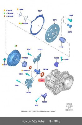 Сальник FORD Focus 3 (11-) вала первичного КПП OE 5 297 669 FORD