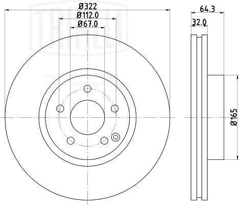 Диск торм. Mercedes C (W204) (07-)/E (W212) (09-) перед. d=322 (окраш.) (DF 1501 DF 150111 TRIALLI