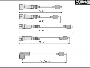 Провод высоковольтный VW Golf 2,Jetta AUDI 80 (80-) комплект CARGEN AX123 CARGEN