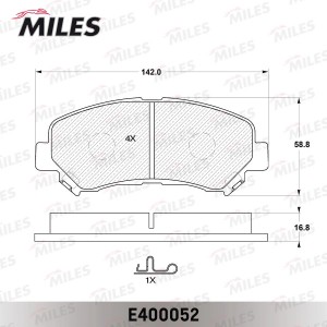 Колодки тормозные передние (без датчика) (Смесь Low-Metallic) NISSAN QASHQAI 1.6 E400052 MILES