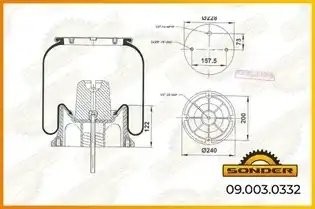 Пневморессора Premium со стаканом (пластик) 2 отв.+возд. / 1 шп. Dayton, Navista 090030332 SONDER