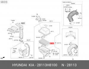 фильтр воздушный!\ Hyundai Solaris II, Kia Rio IV 17> 28113-H8100 HYUNDAI