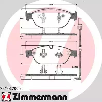 колодки дисковые !перед. 193x74x20 \ Audi A6/A7/A8 2.8FSi/4.2FSi/3.0TDi 09> 25158.200.2 ZIMMERMANN