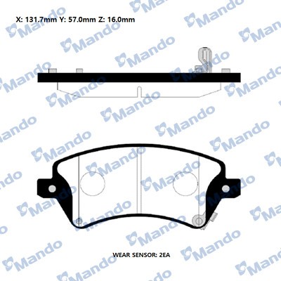 Колодки тормозные передние (без датчика + болты) TOYOTA COROLLA (E12) 1.4/1.6/1. MPT19 MANDO