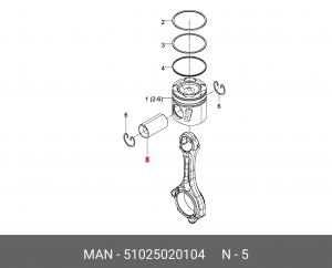 Поршневой палец 50X23X107 51025020104 MAN