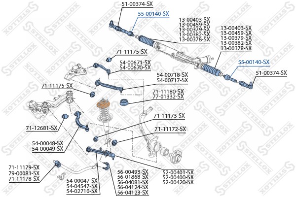 тяга рулевая!\ Audi A4-A8 94>, VW Passat 96> 55-00140-SX STELLOX