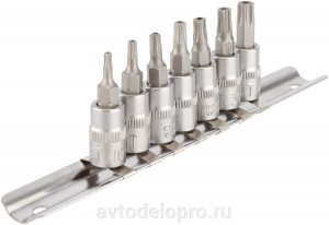 Набор головок ( 7 предметов) "АвтоDело" (1/4", TORX TS10-TS40, на планке, 5 луче 39838 AVTO DELO