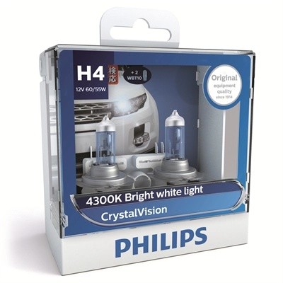 Лампа набор 12V H4 60/55W+W5W/T105 P43t бокс (2шт.+2шт.) Crystal Vision PHILIPS 12342CVSM PHILIPS
