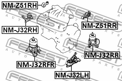 Подушка двигателя задняя NISSAN MURANO Z51 2007-2014 NM-Z51RR NM-Z51RR FEBEST
