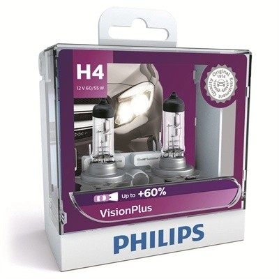 Лампа 12V H4 60/55W P43t +60% бокс (2шт.) Visionplus PHILIPS 12342VPS2 PHILIPS